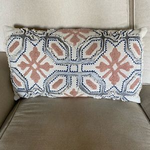 Kirklands Deconstructed pink, gray blue geometric lumbar pillows set of 2